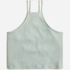 J. Crew Vintage Rib Cropped Halter Tank Faded Fatigue